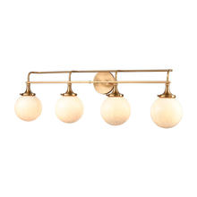  30144/4 - Beverly Hills 4-Light Vanity Light in Satin Brass with White Feathered Glass