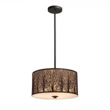  31074/3 - Woodland Sunrise 3-Light Pendant in Aged Bronze with Woodland Shade