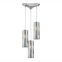  31078/3 - Chromia 3-Light Triangular Pendant Fixture in Polished Chrome with Cylinder Shade