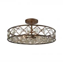  31093/8 - Armand 8-Light Semi Flush in Weathered Bronze with Champagne-plated Crystals