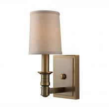  31260/1 - Baxter 1-Light Wall Lamp in Brushed Antique Brass with Beige Fabric Shade