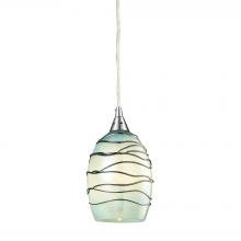  31348/1MN - Vines 1-Light Mini Pendant in Satin Nickel with Mint Glass