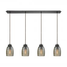  46216/4LP - Muncie 4-Light Linear Pendant Fixture in Oil Rubbed Bronze with Champagne-plated Spun Glass