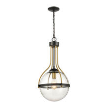  46414/1 - Vispon 1-Light Pendant in Matte Black and Burnished Brass with Clear Glass