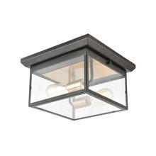 ELK Home Plus 46683/2 - Knowlton 2-Light Flush Mount in Matte Black with Seedy Glass