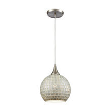  529-1SLV - Fusion 1-Light Mini Pendant in Satin Nickel with Silver Mosaic Glass