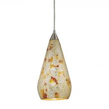  546-1SLVM-CRC - Curvalo 1-Light Mini Pendant in Satin Nickel with Silver Multi Crackle Glass