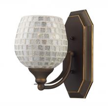  570-1B-SLV - Mix-N-Match Vanity 1-Light Wall Lamp in Aged Bronze with Silver Glass