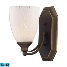  570-1B-SW-LED - Mix-N-Match Vanity 1-Light Wall Lamp in Aged Bronze with Snow White Glass - Includes LED Bulb