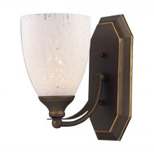  570-1B-SW - Mix-N-Match Vanity 1-Light Wall Lamp in Aged Bronze with Snow White Glass