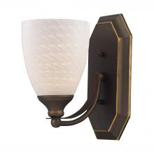  570-1B-WS - Mix-N-Match Vanity 1-Light Wall Lamp in Aged Bronze with White Swirl Glass