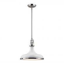  57041/1 - Rutherford 1-Light Pendant in Polished Nickel with Gloss White Shade