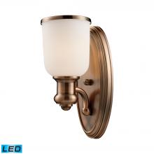 ELK Home Plus 66180-1-LED - Brooksdale 1-Light Wall Lamp in Antique Copper with White Glass - Includes LED Bulb