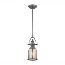  66534-1 - Chadwick 1-Light Mini Pendant in Weathered Zinc with Mercury Glass