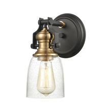  66684-1 - Chadwick 1-Light Vanity Light in Oil Rubbed Bronze and Satin Brass with Seedy Glass