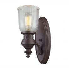  66760-1 - Chadwick 1-Light Wall Lamp in Oiled Bronze with Clear Ribbed Glass