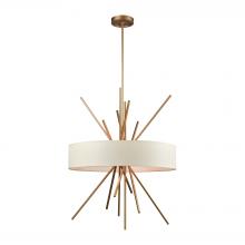  66973/5 - Xenia 5-Light Chandelier in Matte Gold with Textured Beige Fabric Shade