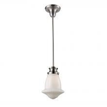  69029-1 - Schoolhouse 1-Light Mini Pendant in Satin Nickel with White Glass