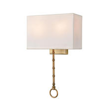  75040/2 - Shannon 2-Light Sconce in Warm Brass with White Fabric Shade