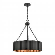  89077/4 - Clausten 4-Light Chandelier in Black and Gold with Black Metal Shade