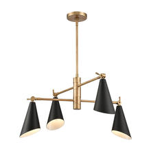  89216/4 - Calder 4-Light chandelier in  Natural Brass / Matte Black