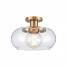  89764/1 - Clement 13'' Wide 1-Light Semi Flush Mount - Brushed Gold