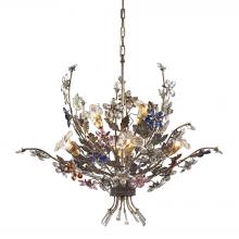  9107/4+2 - Brillare 6-Light Chandelier in Bronzed Rust with Multi-colored Floral Crystals