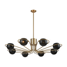  D3875 - Scarab 8-Light Chandelier in New Aged Brass with Semi-Gloss Black Shades