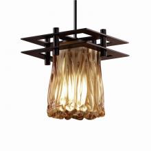 Justice Design Group GLA-8165-16-AMBR-DBRZ-BKCD - Metropolis 1-Light Small Pendant (2 Flat Bars)