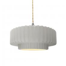  CER-6553-BIS-NCKL-BEIG-TWST - Medium Tier Pleated 1-Light Pendant