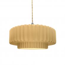  CER-6553-MYLW-NCKL-BEIG-TWST - Medium Tier Pleated 1-Light Pendant