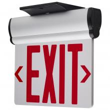  67/113 - Red (Clear) Edge Lit LED Exit Sign, 90min Ni-Cad backup, 120/277V, Single Face, Top/Back/End Mount