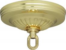  90/1098 - Ribbed Canopy Hanger Kit; Brass Finish; 5" Diameter; 1-1/16" Center Hole; 1 Yard 8 Gauge