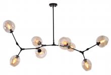  MA11XBLK-AMB - Chandelier Iron & Glass