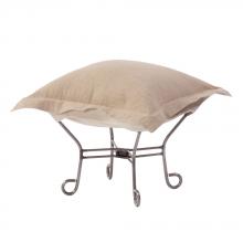  510-610 - Scroll Puff Ottoman Linen Slub Natural Titanium Frame