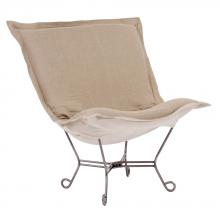  500-610 - Scroll Puff Chair Linen Slub Natural Titanium Frame