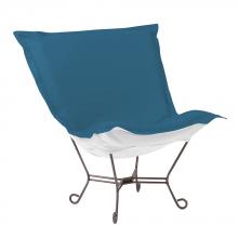  Q500-298 - Scroll Puff Chair Seascape Turquoise Titanium Frame