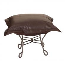  510-192 - Scroll Puff Ottoman Avanti Pecan Titanium Frame