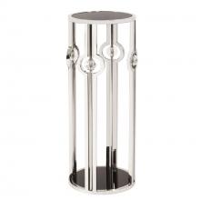  48016 - Stainless Steel Pedestal with Black Tempered Glass and Acrylic Ball Details, Large