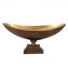  35017 - Oblong Bronze Footed Bowl with Gold Luster - Large