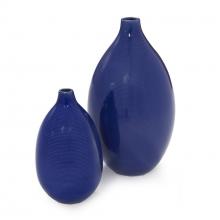  34052 - Cobalt Blue Glaze Ceramic Vases - Set of 2