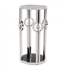  48017 - Stainless Steel Pedestal with Black Tempered Glass and Acrylic Ball Details, Small