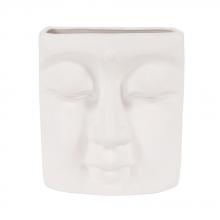 Howard Elliott 34092 - Abstract Buddha Face in Eggshell White Ceramic Wall Vase