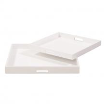  83024 - White Lacquer Square Wood Tray Set