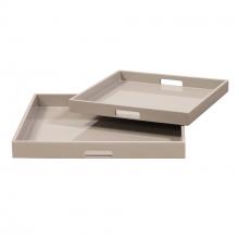  83025 - Taupe Lacquer Square Wood Tray Set