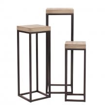  83035 - Wood & Metal Pedestals - Set of 3