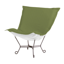  Q500-299 - Scroll Puff Chair Seascape Moss Titanium Frame