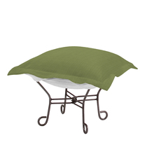  Q510-299 - Scroll Puff Ottoman Seascape Moss Titanium Frame