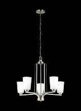  3128905EN3-962 - Franport transitional 5-light LED indoor dimmable ceiling chandelier pendant light in brushed nickel