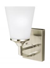  4124501EN3-962 - Hanford traditional 1-light LED indoor dimmable bath vanity wall sconce in brushed nickel silver fin